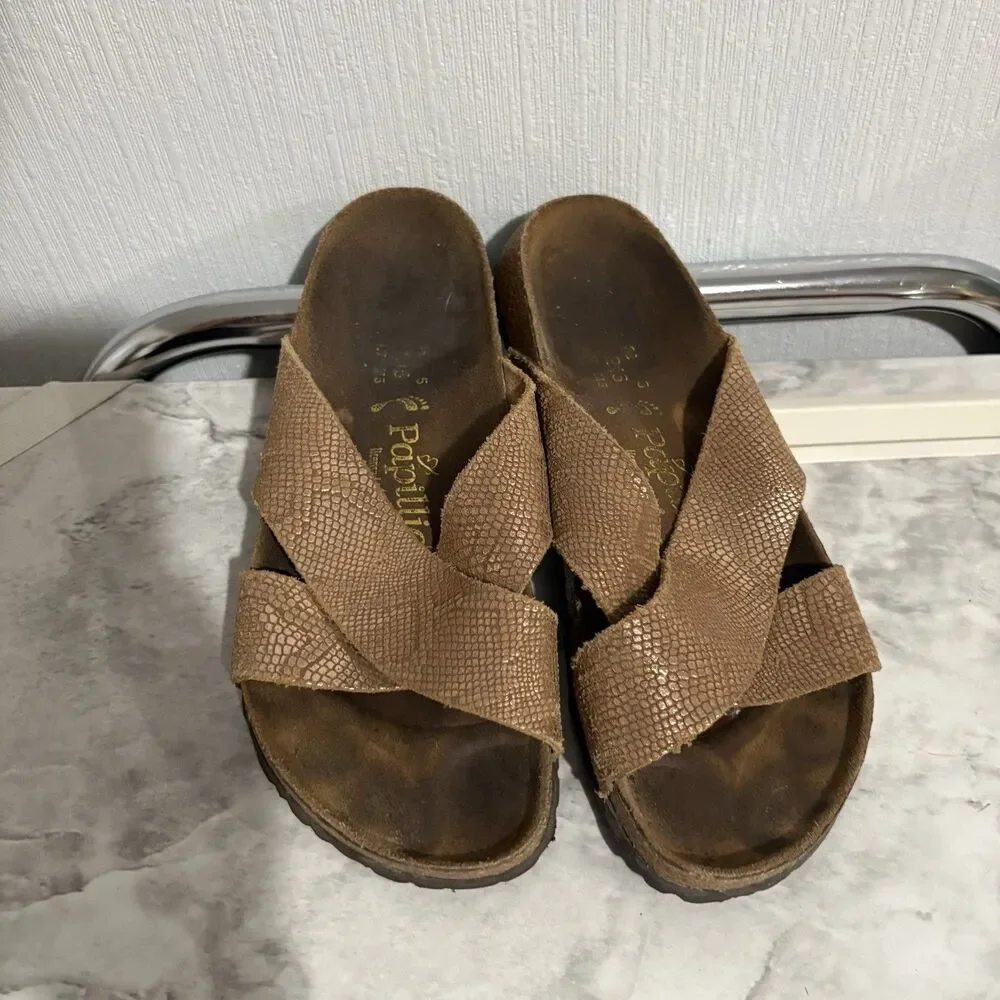Papillio Birkenstock Daytona Sandals Metallic Gold Hippie Women's 7
